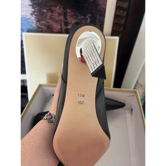 Michael Kors Halle Embellished Black Leather Ankle Boot Women Size 11 New In Box - Picture 3 of 6